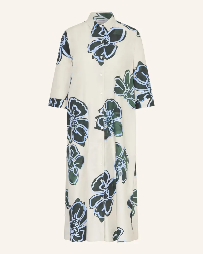 ROSSO35 Hemdblusenkleid mit 3/4-Arm Dunkelgrün