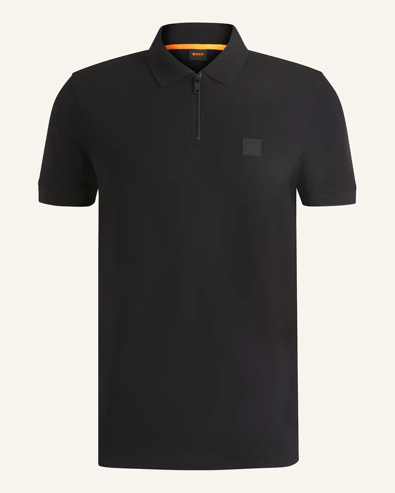 HUGO BOSS Piqué-Poloshirt Passerzip schwarz Schwarz