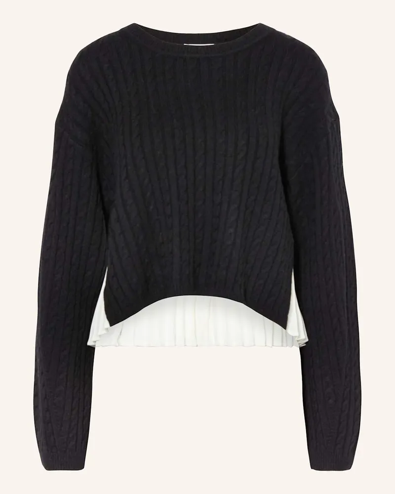 Sandro Pullover im Materialmix mit Plissee Schwarz