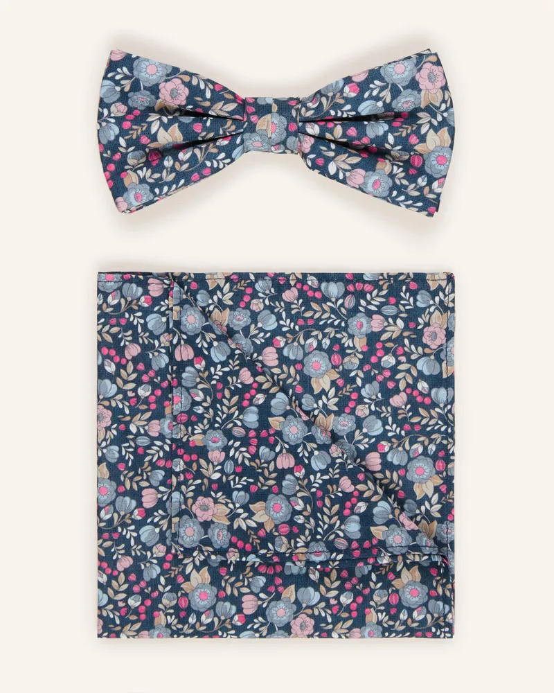 paul Set: Fliege und Einstecktuch Dunkelblau