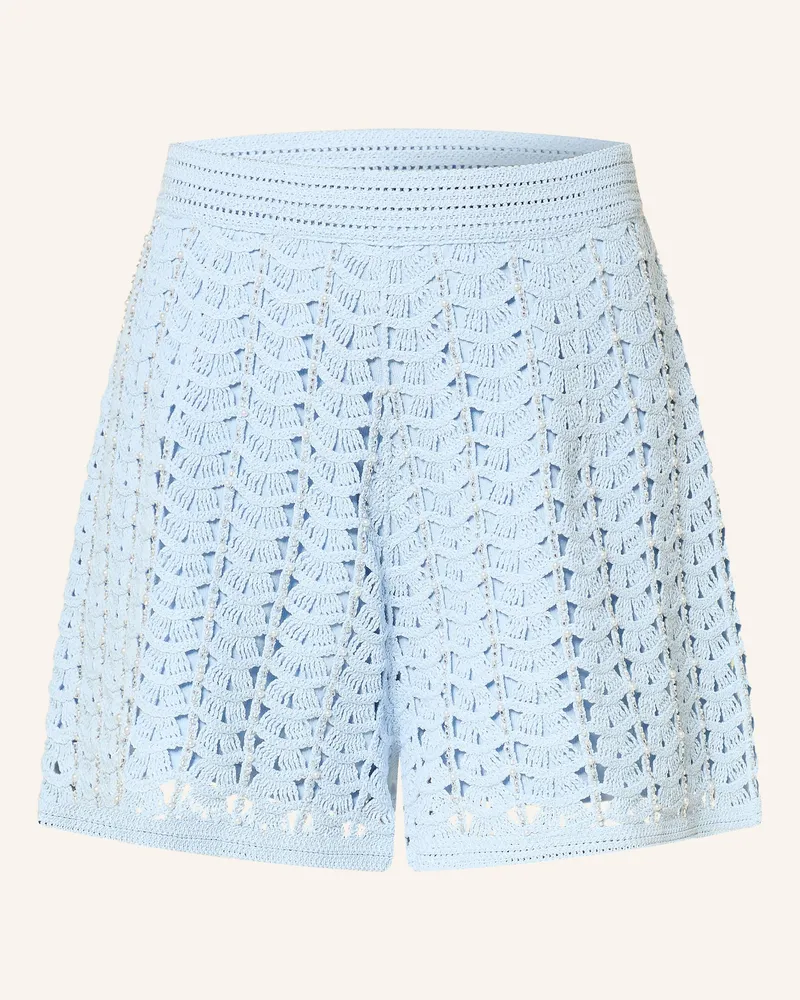 Sandro Strickshorts mit Schmuckperlen Hellblau