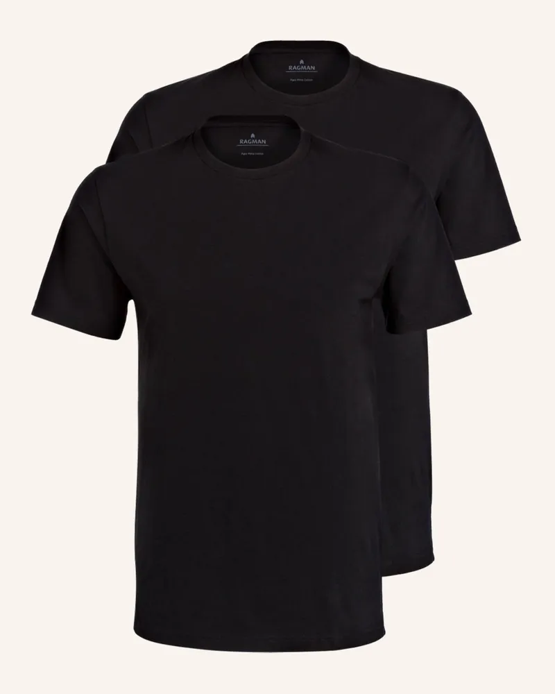 Ragman 2er-Pack T-Shirts schwarz Schwarz