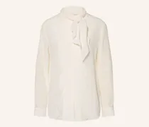 Seidenbluse Legume Mit Abnehmbarer Schluppe Und Spitze weiss