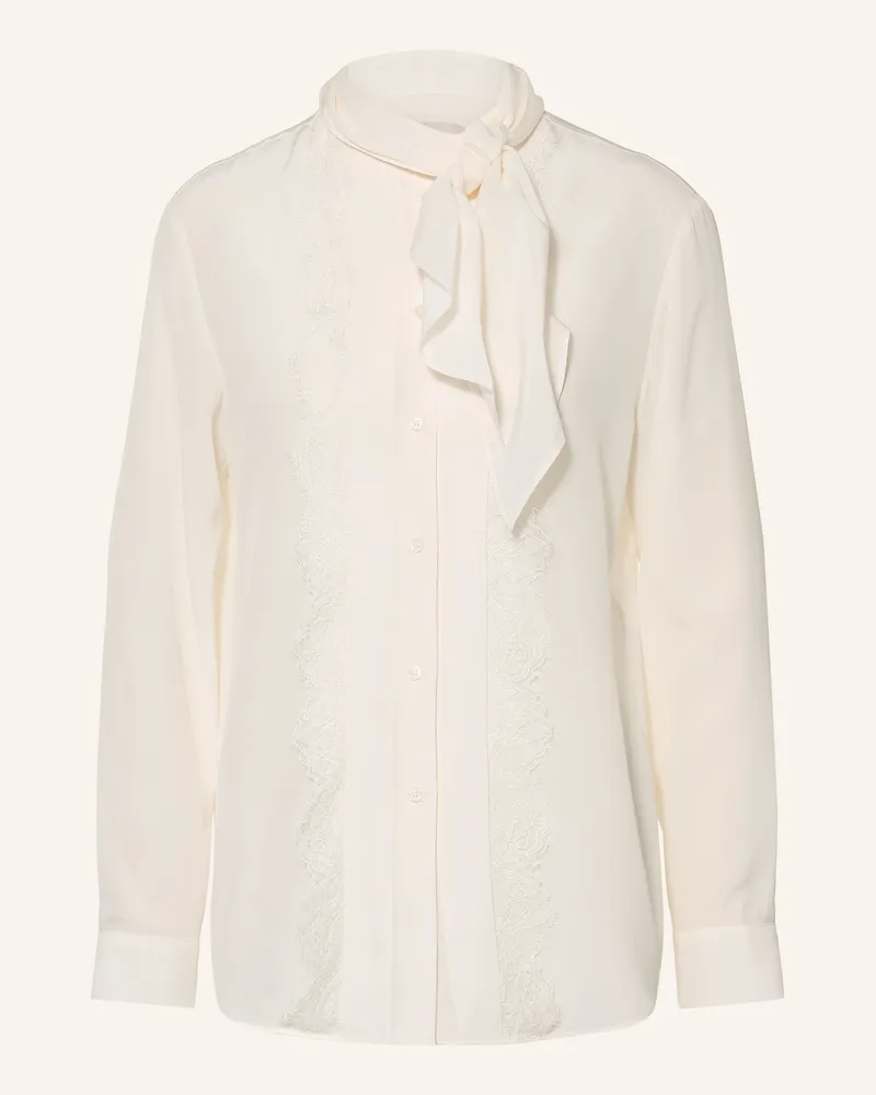 Max Mara Seidenbluse Legume Mit Abnehmbarer Schluppe Und Spitze weiss Ecru