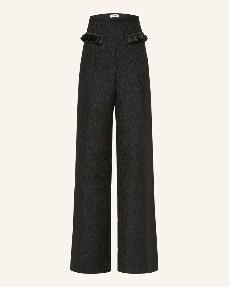 Sandro Tweed-Hose mit Rüschen Schwarz