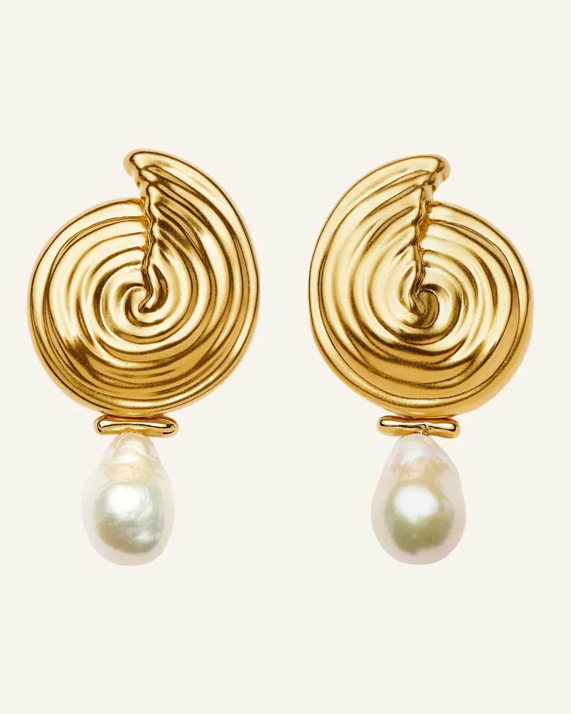 Missoma Ohrhänger Spiral Detachable Pearl Drop Earrings By Glambou gold Gold