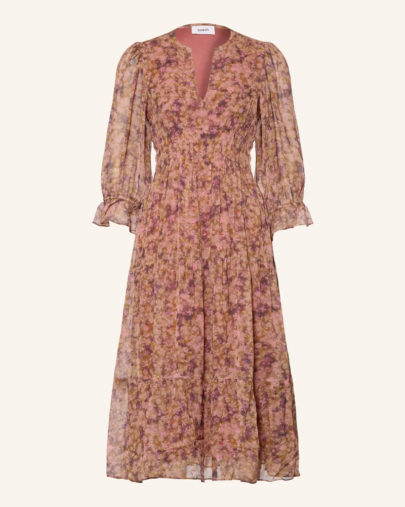 ba&sh Kleid Aema Mit 3/4-Arm Und Rüschen pink Cognac