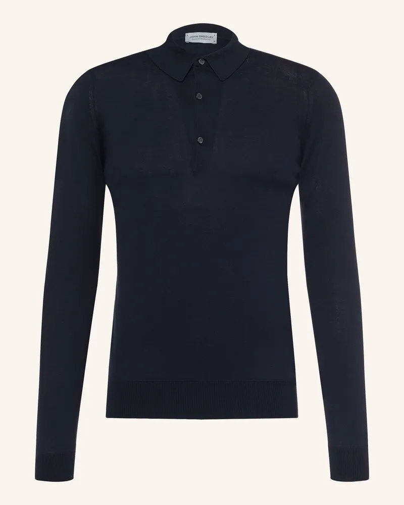 John Smedley Strick-Poloshirt Bradwell blau Dunkelblau
