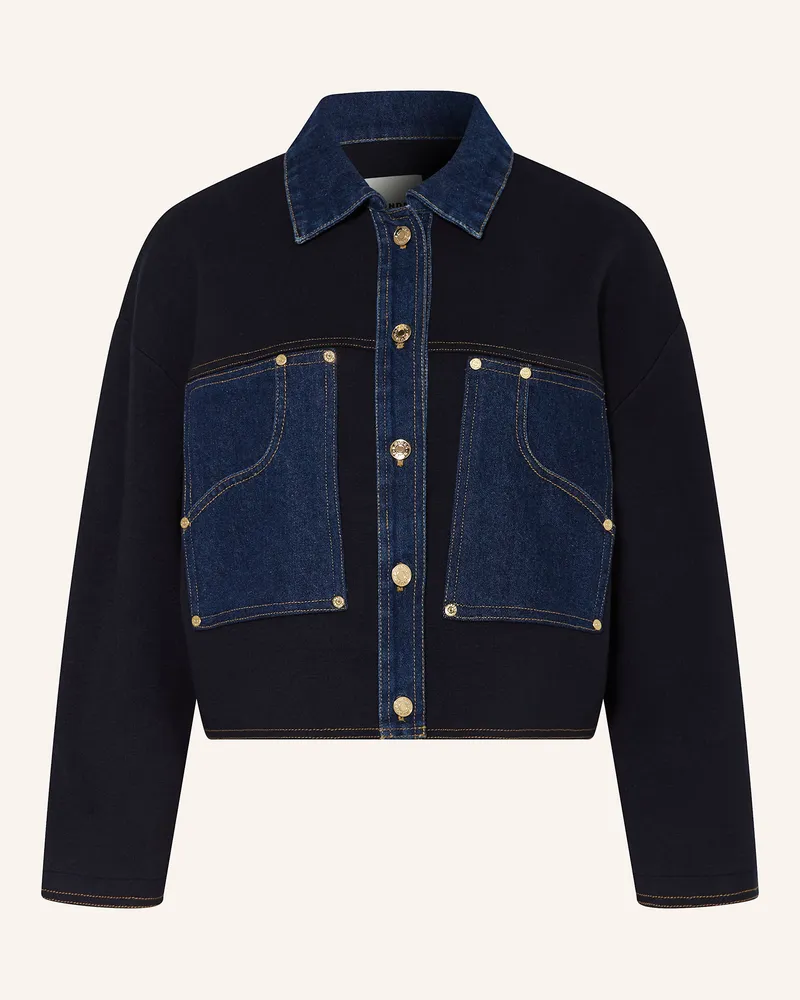 Sandro Strickjacke im Materialmix Dunkelblau