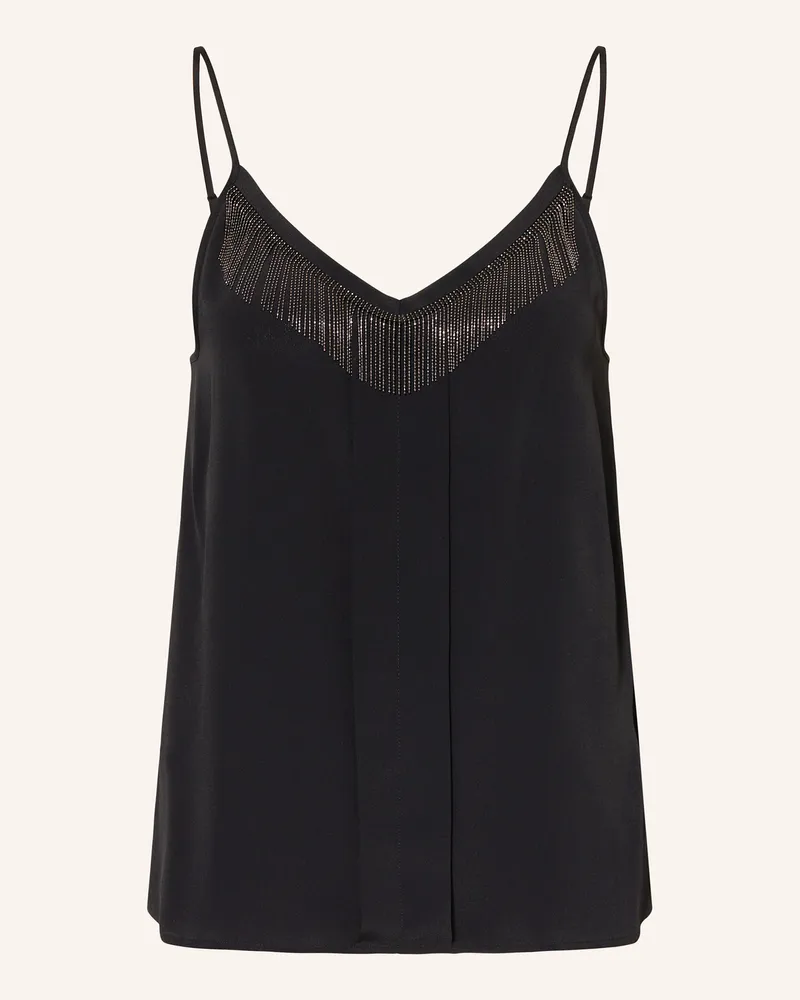 Luisa Cerano Top mit Schmucksteinen Schwarz