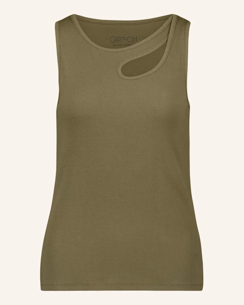 Cartoon Top Mit Cut-Out gruen Oliv