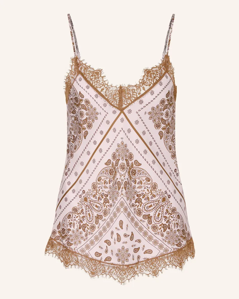 Darling Harbour Top Mit Seide Und Spitze rosa Bandana