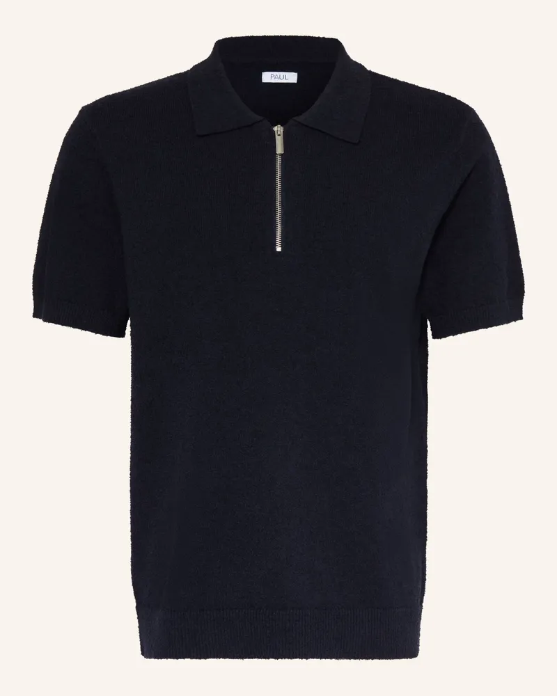 paul Strick-Poloshirt Aus Bouclé blau Dunkelblau