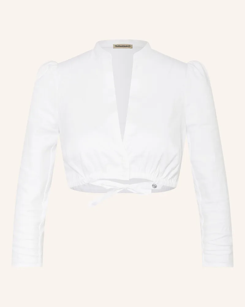 Gottseidank Dirndlbluse Pompadour Mit Leinen weiss 100