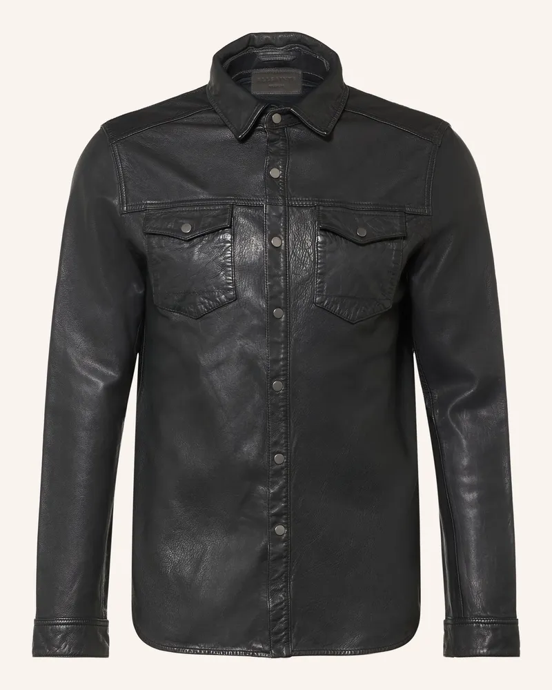 AllSaints Overjacket Irwin Aus Leder schwarz Schwarz