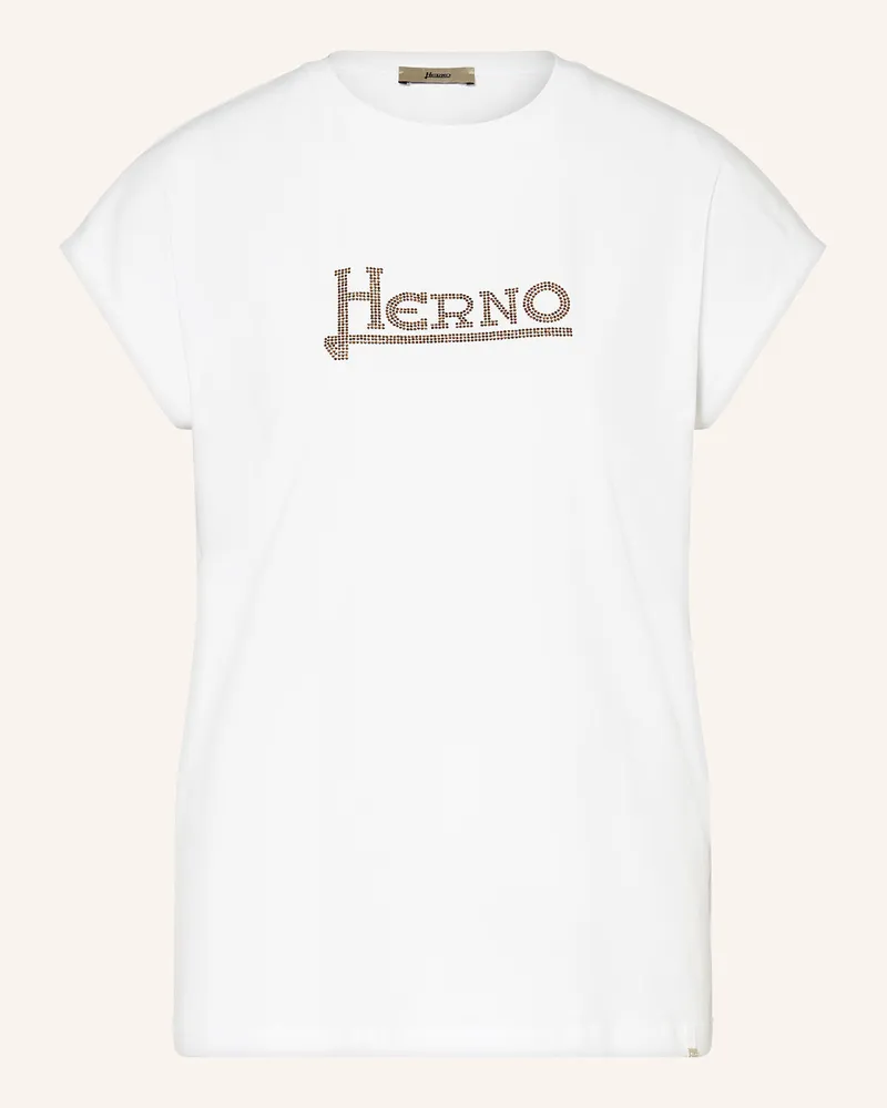 Herno T-Shirt mit Schmucksteinen Weiss