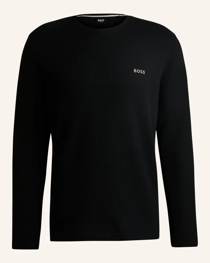 HUGO BOSS Schlafshirt WAFFLE Schwarz