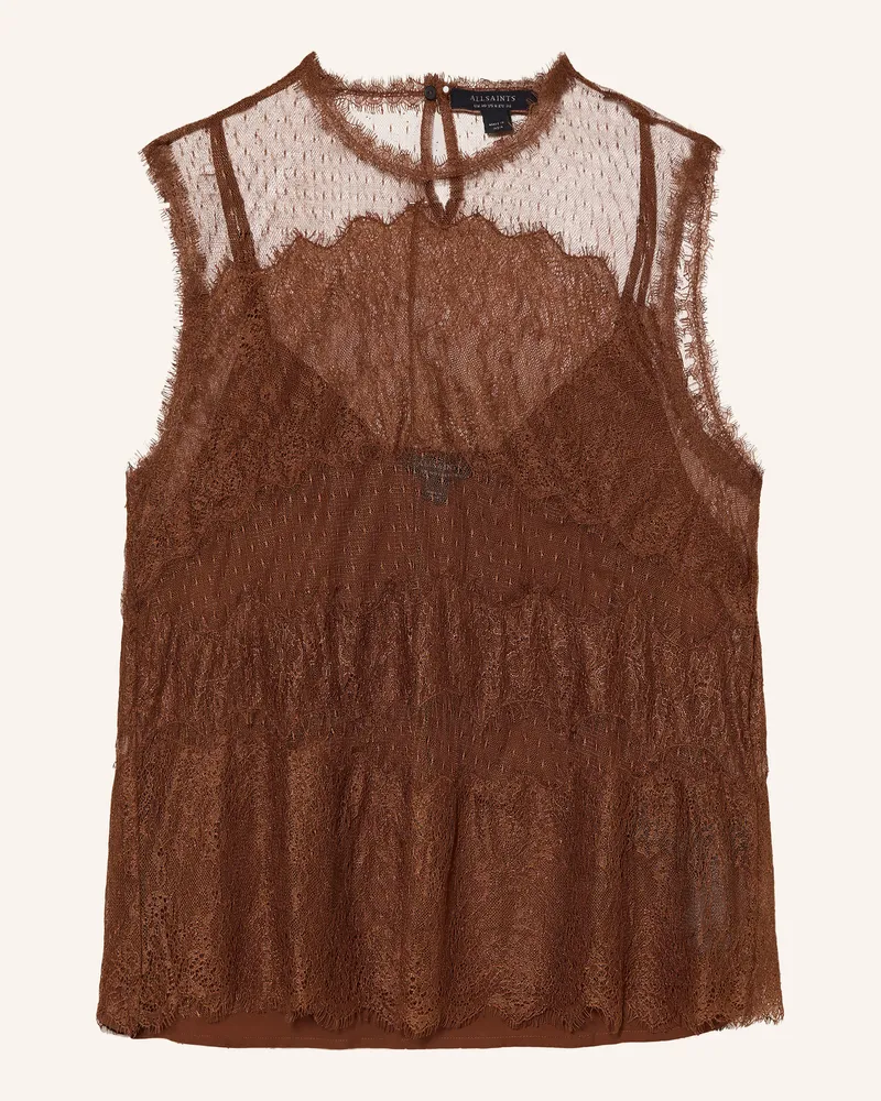 AllSaints Spitzentop Clara braun Braun