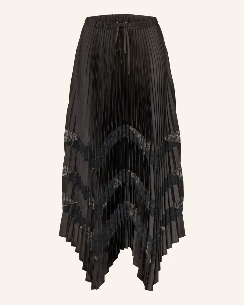 Claudie Pierlot Plisseerock Aus Satin Mit Spitze schwarz Schwarz