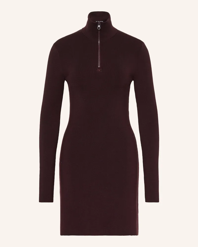 Courrèges Strickkleid aus Merinowolle Dunkelrot