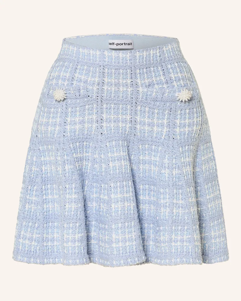 Self-Portrait Tweed-Rock Mit Schmuckperlen Und Pailletten blau Hellblau