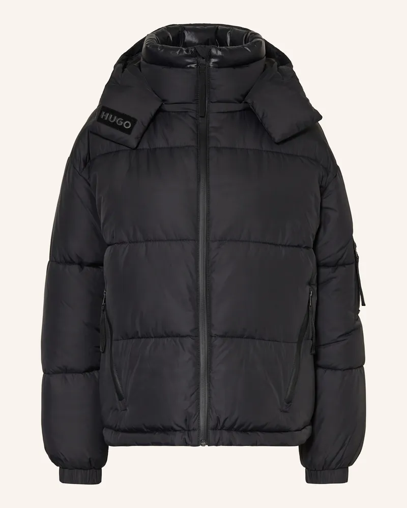 HUGO BOSS Steppjacke FARIDA mit abnehmbarer Kapuze Schwarz