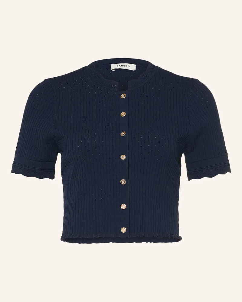 Sandro Strickjacke Mit Rüschen blau Dunkelblau