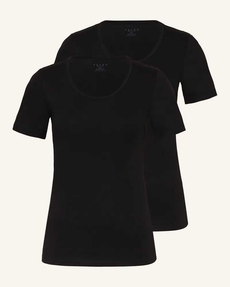 Falke 2er-Pack T-Shirts Daily Comfort schwarz Schwarz