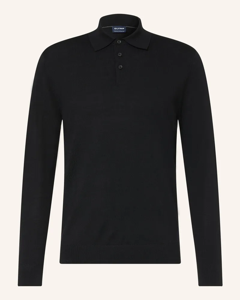 Olymp Strick-Poloshirt schwarz Schwarz