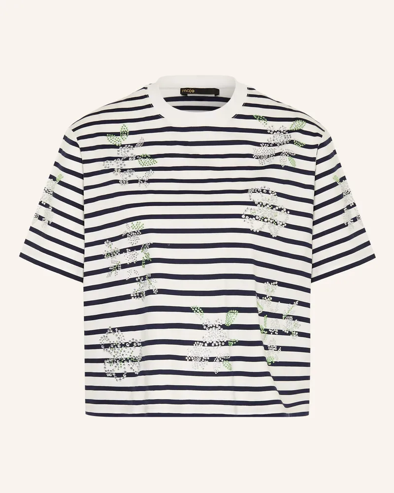 Maje T-Shirt Mit Schmucksteinen blau Weiss