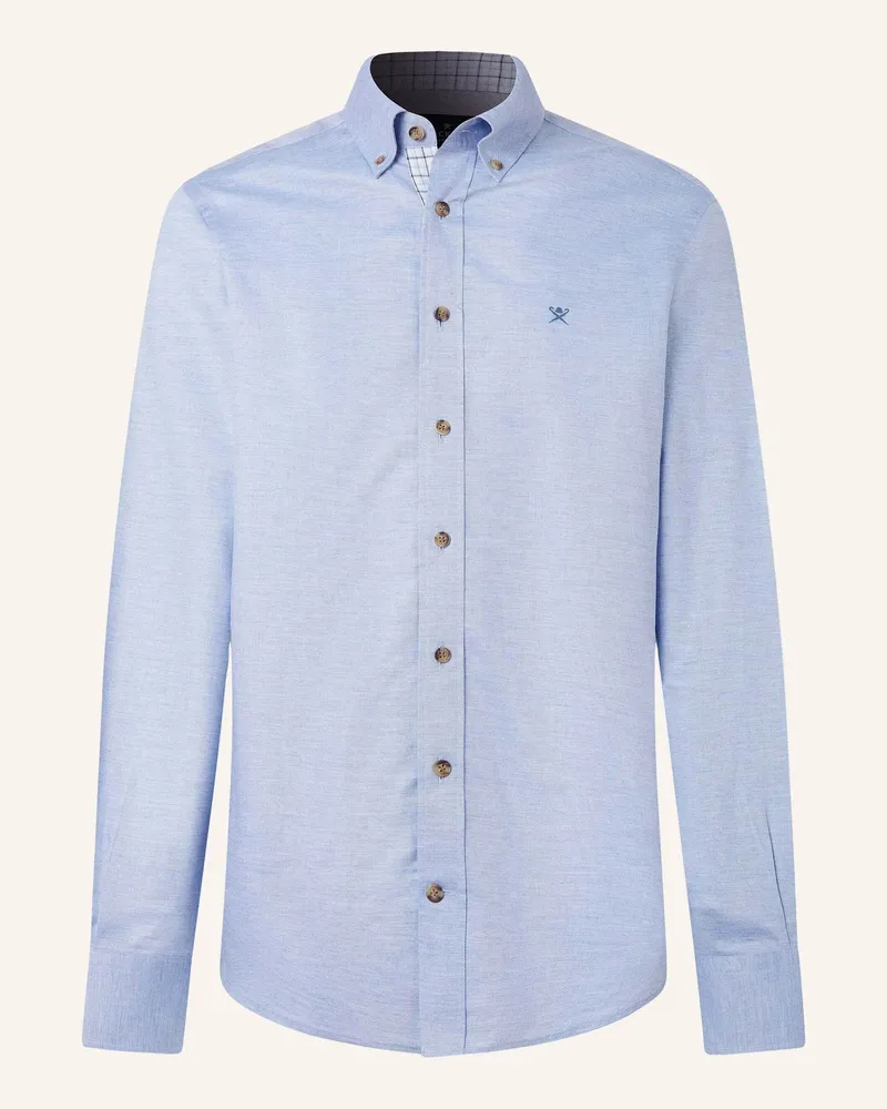 Hackett Freizeithemd Flannel Multi Trim blau Hellblau