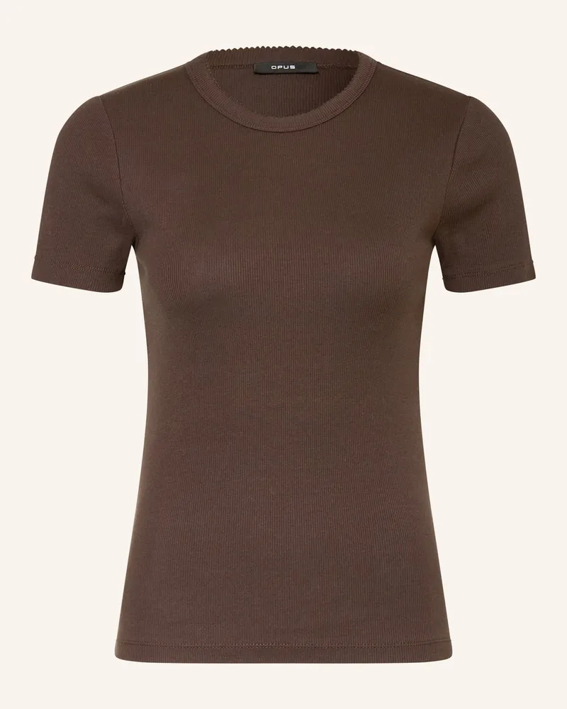OPUS T-Shirt Samuna Scallop braun Dunkelbraun