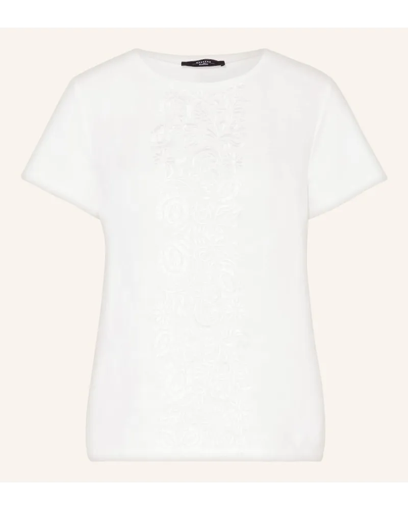 Max Mara T-Shirt MAGNO im Materialmix Weiss