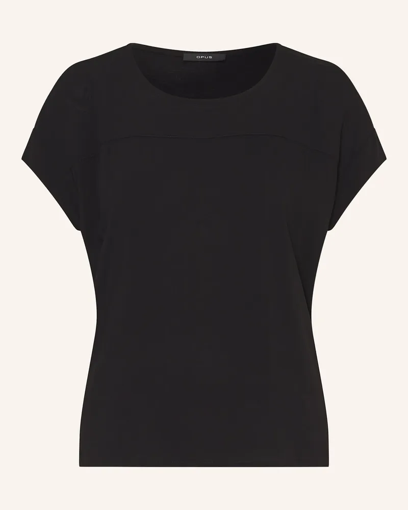 OPUS T-Shirt SESONNE  im Materialmix Schwarz