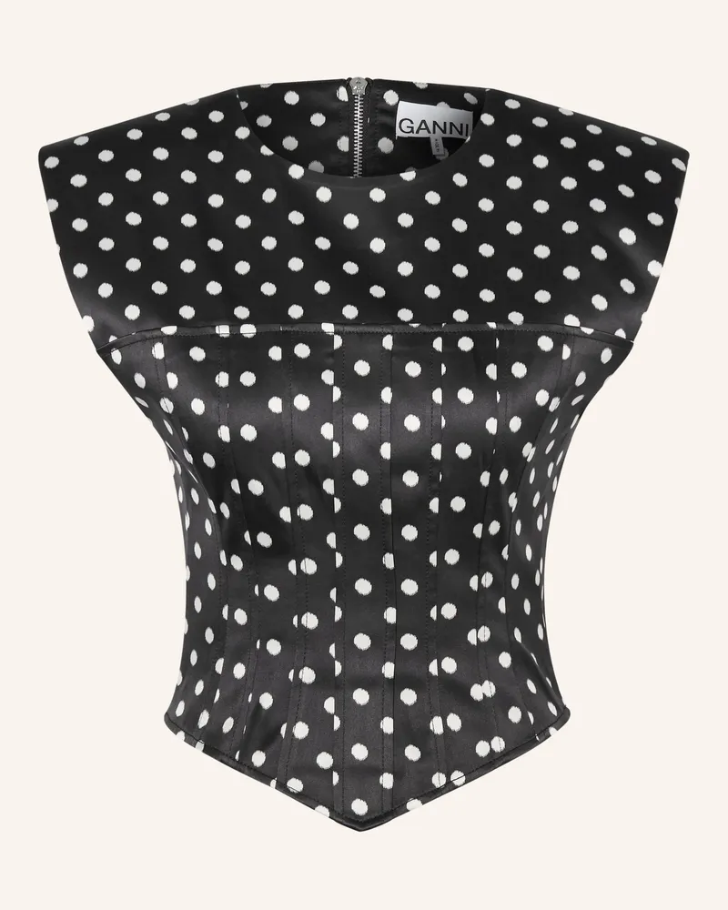 Ganni Blusentop Aus Satin schwarz Schwarz