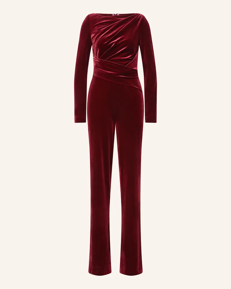 Talbot Runhof Jumpsuit aus Samt Dunkelrot