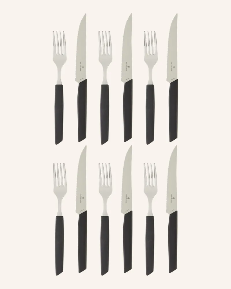 Victorinox 12-Tlg. Besteck-Set Swiss Modern schwarz Schwarz