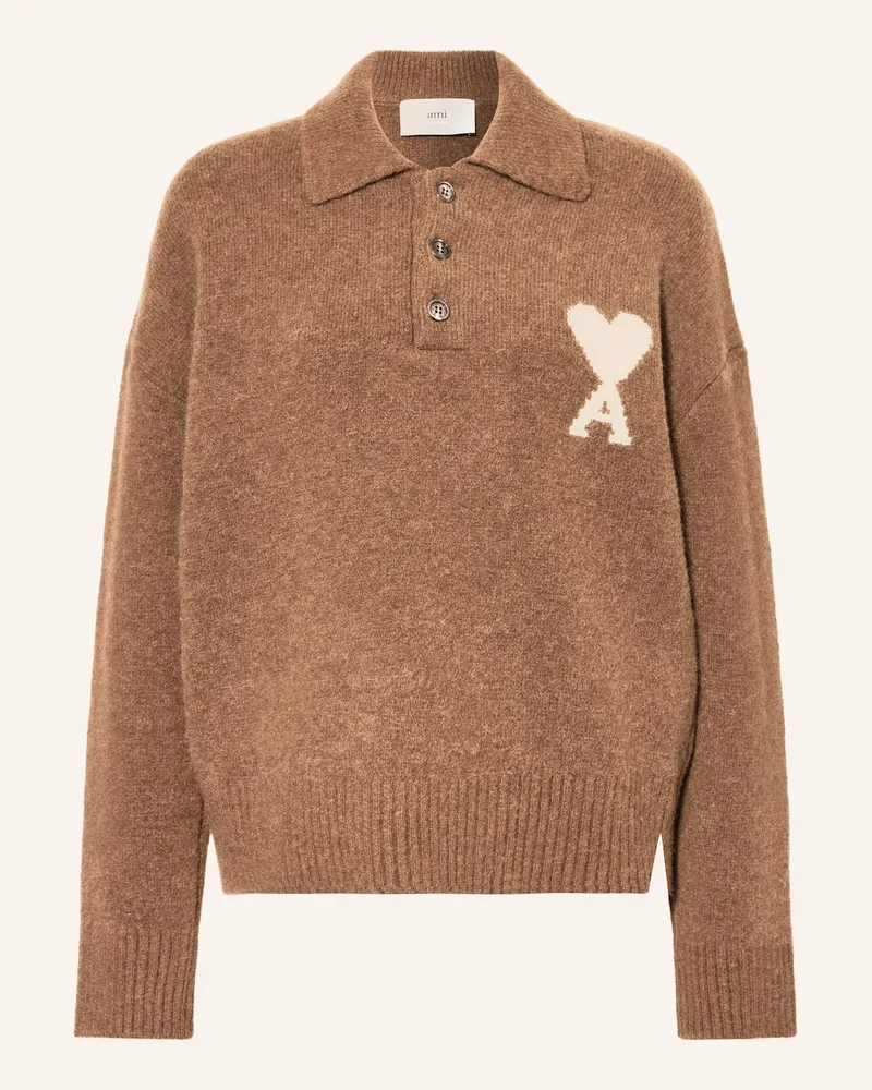 AMI Paris Pullover mit Alpaka Hellbraun