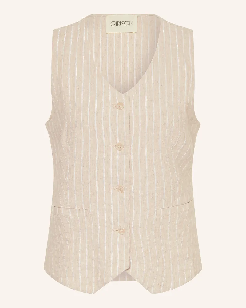 Cartoon Blazerweste mit Leinen und Glitzergarn Beige