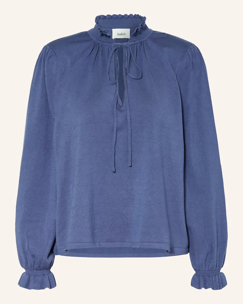 ba&sh Pullover SISOL mit Rüschen Dunkelblau