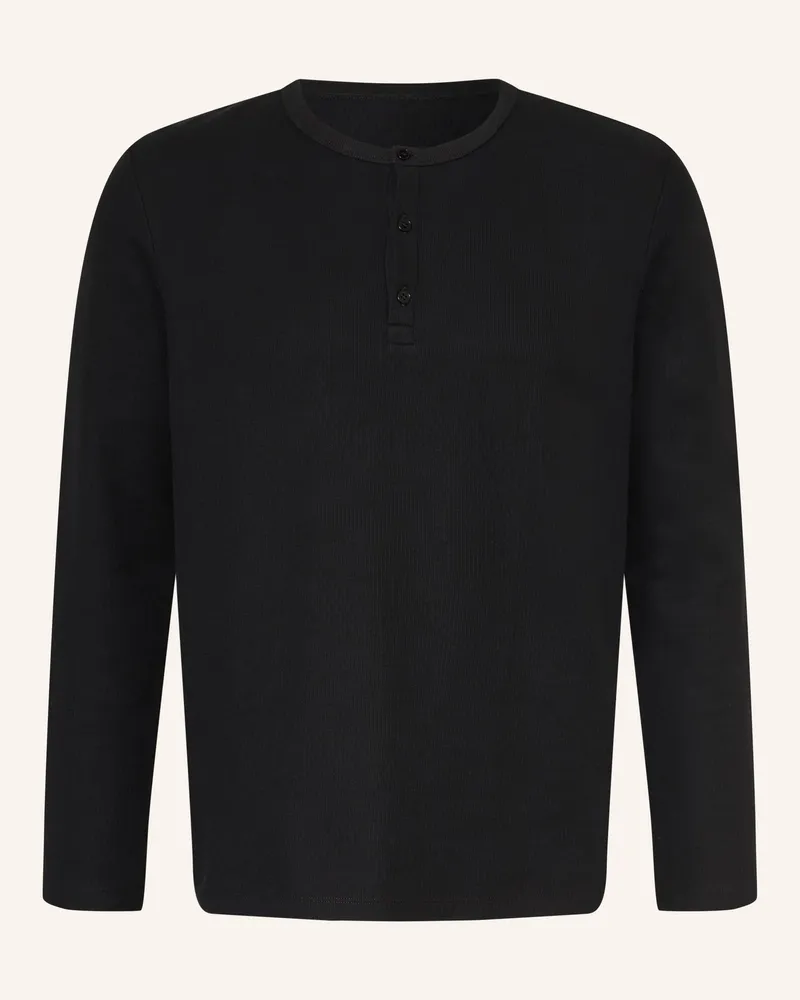 Arket Henley-Shirt schwarz Schwarz