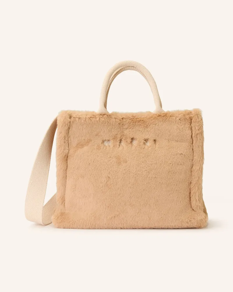 Marni Shopper Small gelb Hellbraun