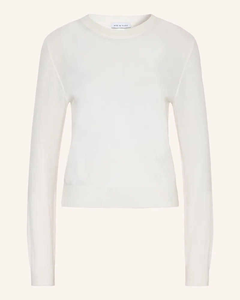 Mrs & HUGS Pullover Aus Merinowolle weiss Creme