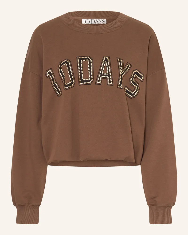 10Days Sweatshirt mit Nieten Braun