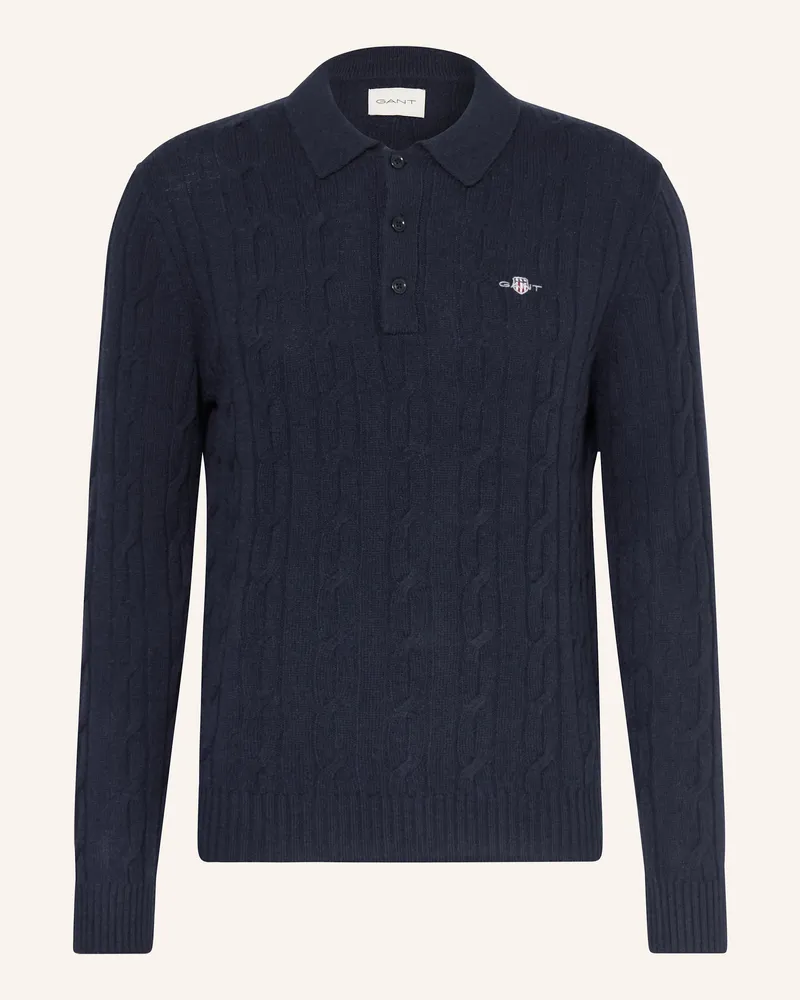 Gant Strick-Poloshirt Dunkelblau