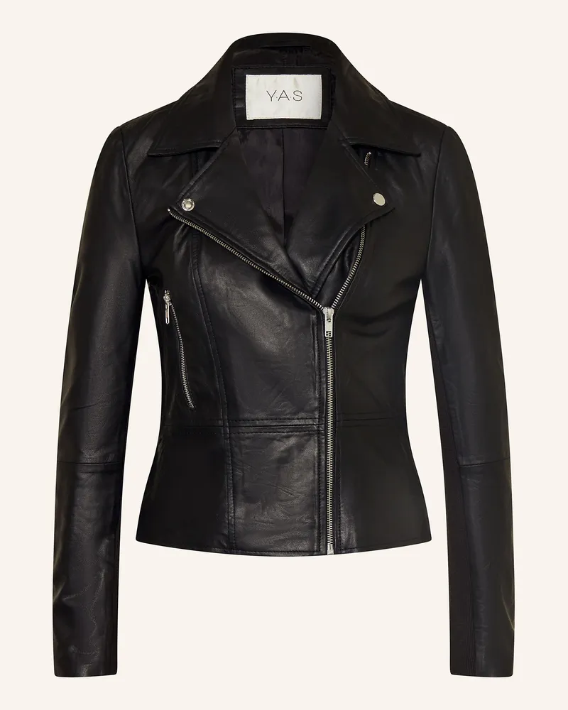 Y.A.S Lederjacke Im Materialmix schwarz Black
