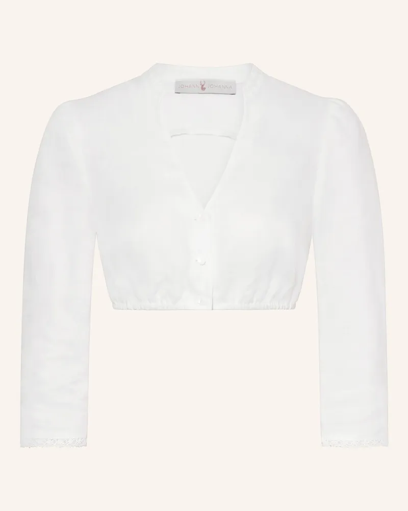 Johann & Johanna Dirndlbluse Aus Leinen Mit 3/4-Arm weiss Weiss