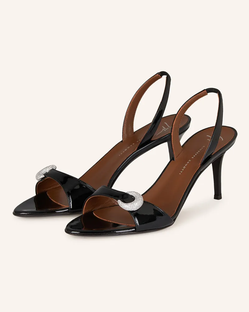Giuseppe Zanotti Sandaletten DOPPIATO mit Schmucksteinen Schwarz