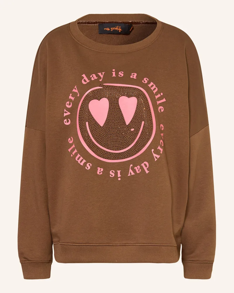 Miss Goodlife Oversized-Sweatshirt Mit Schmucksteinen braun Braun