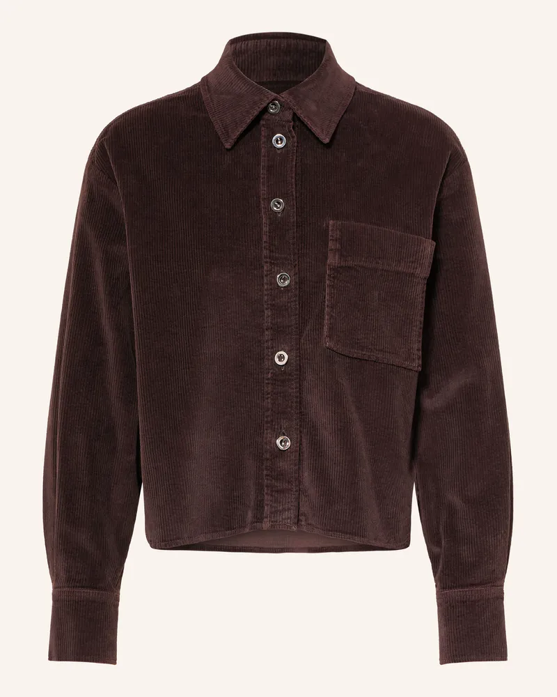 Closed Oversized-Hemdbluse Aus Cord braun Dunkelrot